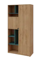 KSR6-83 P skříň šatní, 1x výsuvné ramínko, dvířka, niky, 2053x1022x400 mm, provedení pravé, korpus a